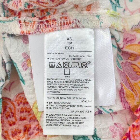 Old Navy Womens XS Floral Print Blouse V-Neck Long Sleeve 100% Rayon Lightweight - Picture 4 of 10